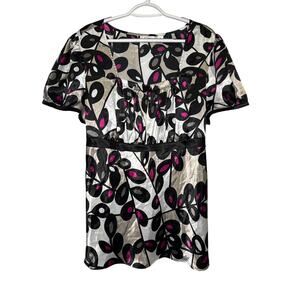 Cato‎ babydoll floral y2k satin tie waist blouse womens XL fairy coquette